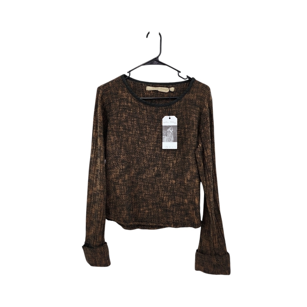 Cynthia Ashby Women's 100% Cotton Textured Long Sleeves Cuffed Pullover Top - S